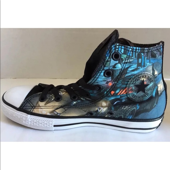 NWT Converse All Star Kids Mid Cut Batman Sneakers Size 3 Marvel Super Hero - Picture 2 of 9